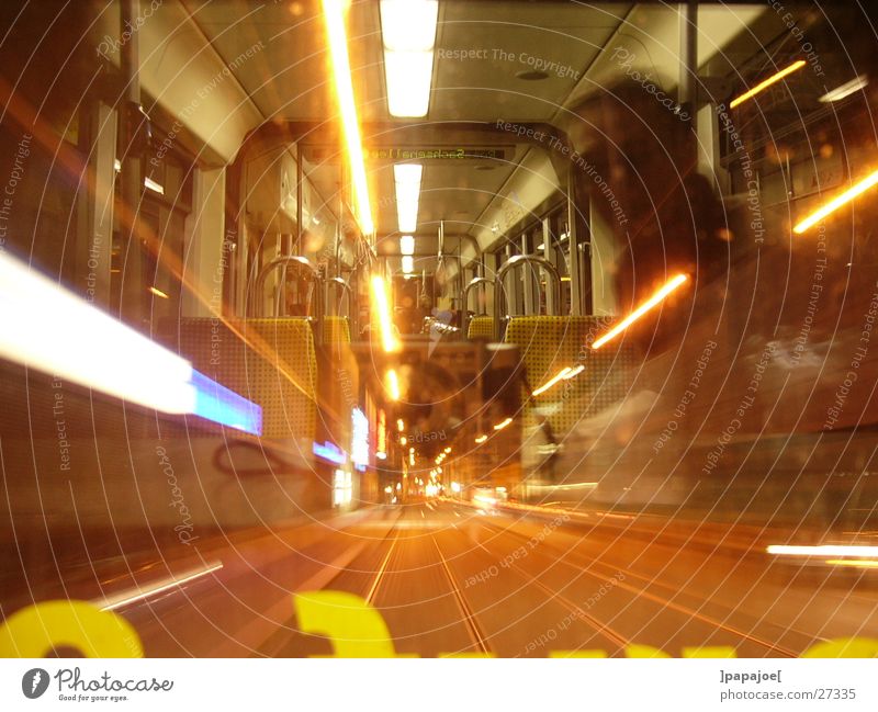 nightliner Tram Night Reflection Speed Long exposure Transport line 13