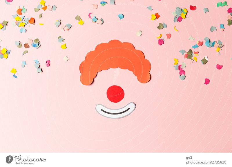 Clown and confetti Leisure and hobbies Handicraft Feasts & Celebrations Carnival Hair and hairstyles Red-haired Paper Decoration Confetti Sign Smiling Laughter