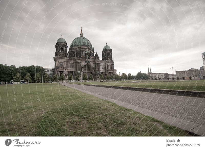 Berlin Cathedral III Sky Clouds Storm clouds Federal eagle Europe Capital city Downtown Deserted Church Dome Tourist Attraction Old Large Historic Gray Green