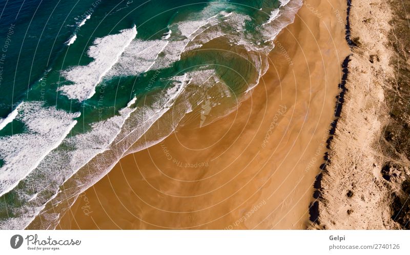 Beautiful aerial view of a beach with waves Vacation & Travel Tourism Summer Sun Beach Ocean Wallpaper Nature Landscape Sand Coast Aircraft Natural Above Blue