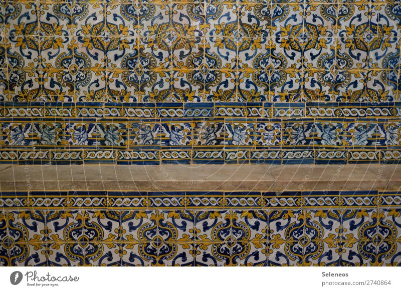 tile man Portugal Building Architecture Wall (barrier) Wall (building) Facade Ornament Multicoloured Tile Colour photo Interior shot Detail Deserted