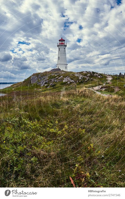 lighthouse Lighthouse Environment Landscape Air Sky Clouds coast Fjord Landmark Transport Navigation Boating trip Watercraft Harbour Wild Wanderlust Loneliness