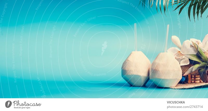 Background with coconut cocktail Beverage Drinking water Juice Longdrink Cocktail Style Design Vacation & Travel Tourism Summer Summer vacation Sunbathing Beach