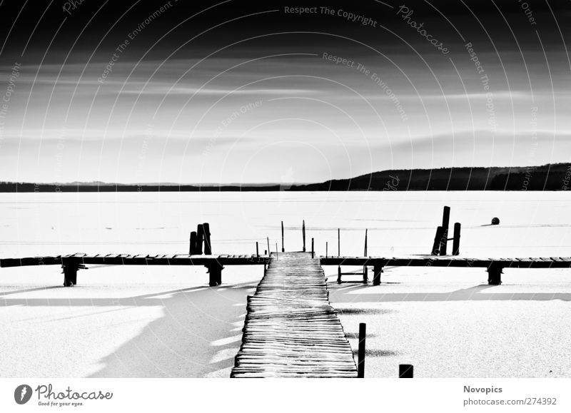 footbridge in frozen lake #4 Calm Sun Winter Snow Nature Landscape Water Sky Clouds Horizon Ice Frost Lakeside Black White Snowscape Frozen Footbridge Jetty