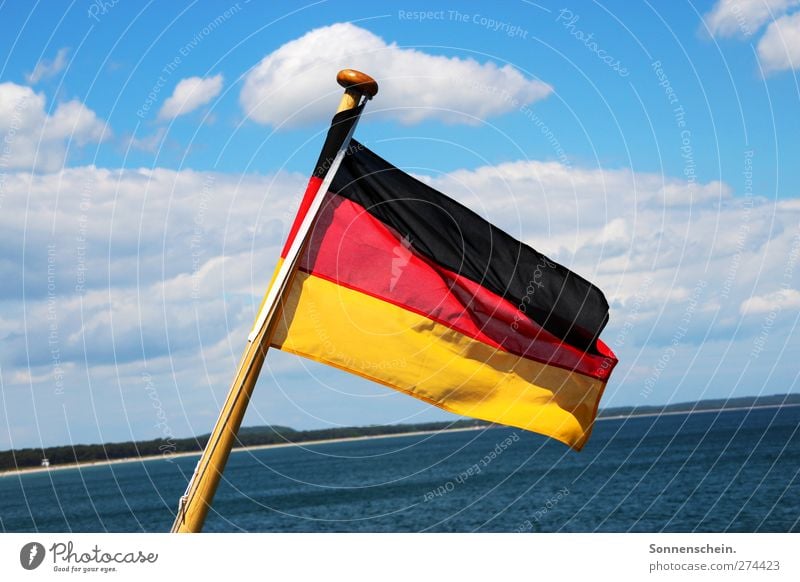 black, red, gold Sky Clouds Beautiful weather Coast Baltic Sea Ocean Lake Navigation Watercraft Sign Federal eagle Stripe Flag Famousness Free Infinity