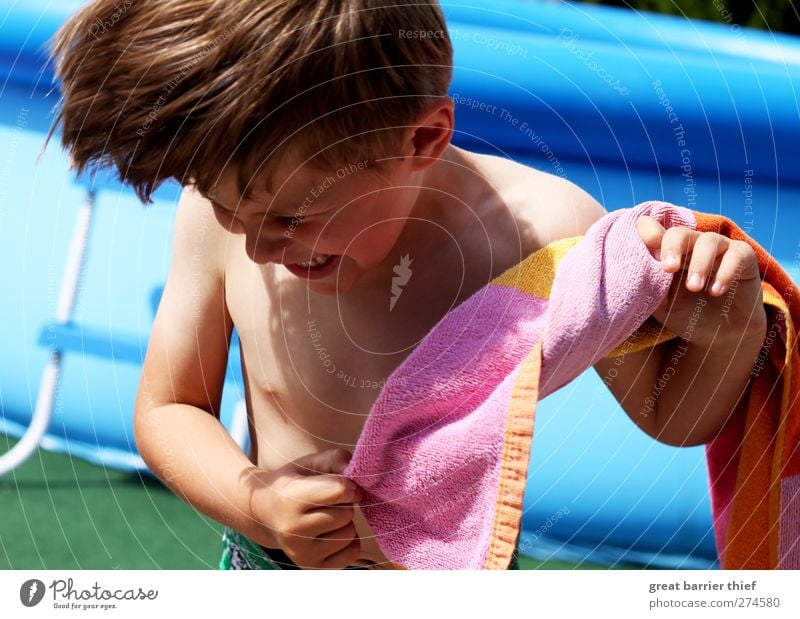 Child by the pool Human being Masculine Boy (child) Brother Infancy Life Hair and hairstyles 1 3 - 8 years Dance Blue Multicoloured Towel Swimming pool