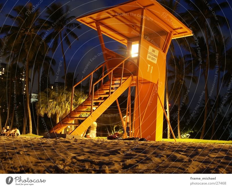 baywatch Beach Hawaii Night Long exposure rescue tower Bay watch