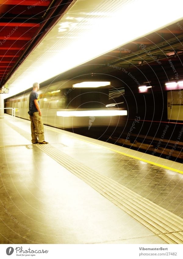 Man and subway Underground Vienna London Underground Mobility Speed Transport Human being