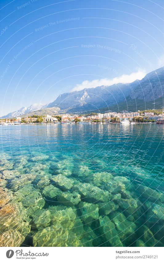 MAKARSKA, DALMATIA, CROATIA Adriatic Sea Bay Beach Blue Town Coast Croatia Dalmatia Dreamily Fishing village Harbour Idyll Landscape Makarska Mediterranean sea