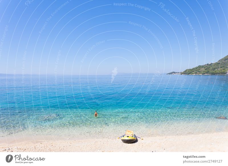 DRASNICE, DALMATIA, CROATIA Adriatic Sea Swimming & Bathing Bay Beach Watercraft Cloudless sky Coast Croatia Dalmatia Drasnice Infinity Gravel Horizon Idyll