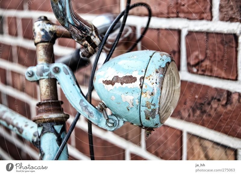 bicycle lamp Bicycle Driving Old-school Retro Rust Varnish Flaked off Restoration Repair Lamp Light Bicycle handlebars Bicycle bell Brakes Brick wall Jewellery