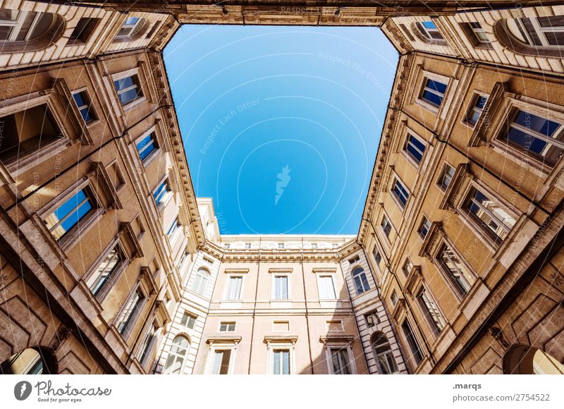 upward Cloudless sky Beautiful weather Manmade structures Building Architecture Facade Old Historic Perspective Skyward Ambitious Colour photo Exterior shot