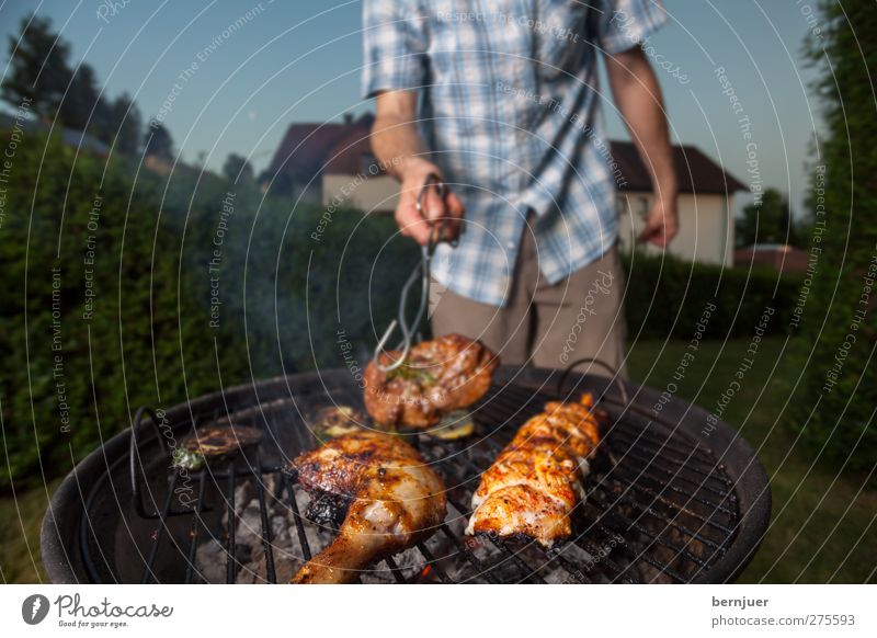 turn it, baby Food Meat Human being Masculine Man Adults Body 1 Stand Good Voracious Joie de vivre (Vitality) Barbecue (event) Chicken feet Grill Exterior shot