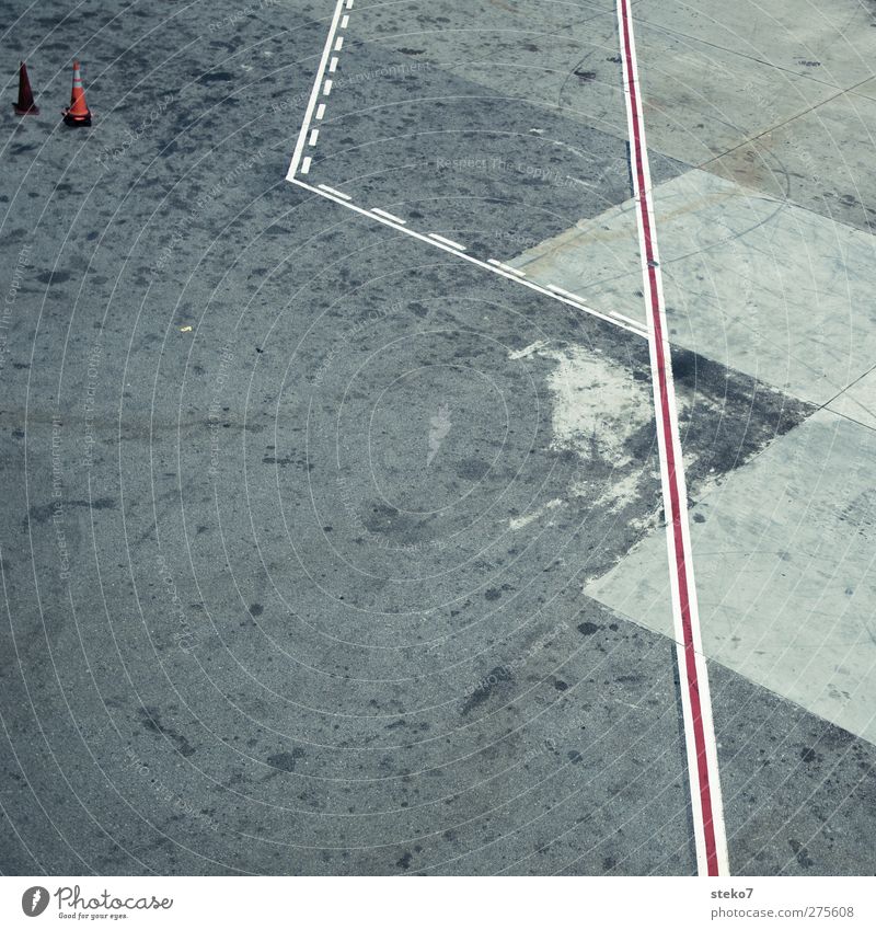 Guidelines Aviation Airport Gray Red White Right ahead Line Conduct Handbook Asphalt Concrete Structures and shapes Subdued colour Exterior shot Detail Deserted