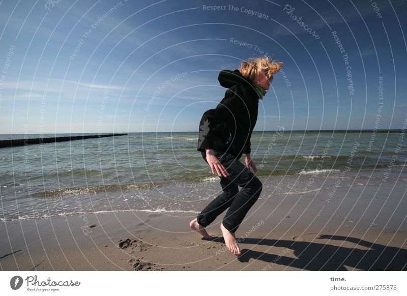 Hiddensee | Performing Another Hidden Sea Dance Human being 1 Environment Nature Sand Water Sky Horizon Waves Coast Beach Baltic Sea Blonde Happiness Relaxation