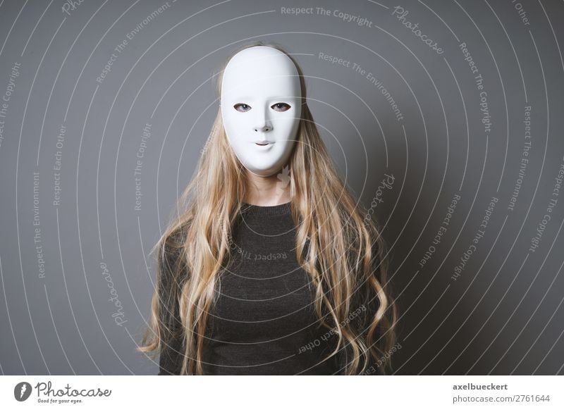 mysterious woman hides face behind mask Carnival Hallowe'en Human being Feminine Young woman Youth (Young adults) Woman Adults 1 18 - 30 years Stage play Actor