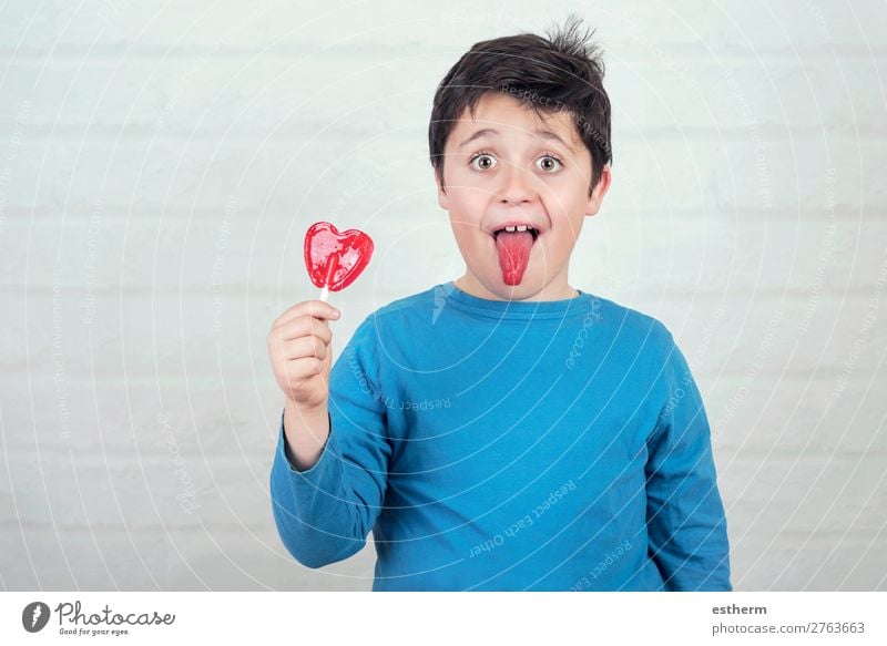 funny child with lollipop sticking out tongue Dessert Candy Nutrition Eating Lifestyle Joy Human being Masculine Boy (child) Infancy 1 8 - 13 years Child Heart