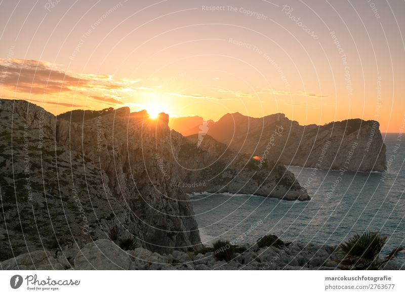 Sunset on Mallorca Leisure and hobbies Vacation & Travel Tourism Trip Adventure Far-off places Freedom Mountain Hiking Environment Landscape Earth Water Horizon