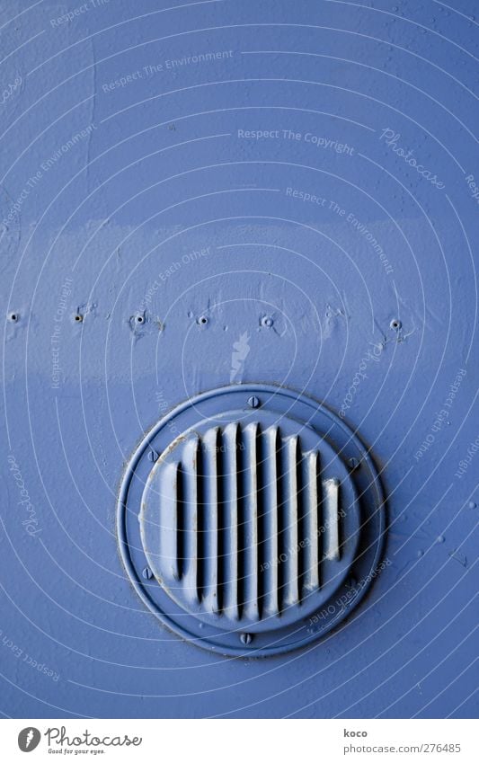 skive off ... Wall (barrier) Wall (building) Facade Ventilation Vent slot Porthole Metal Steel Line Stripe Old Exceptional Simple Firm Retro Round Blue White