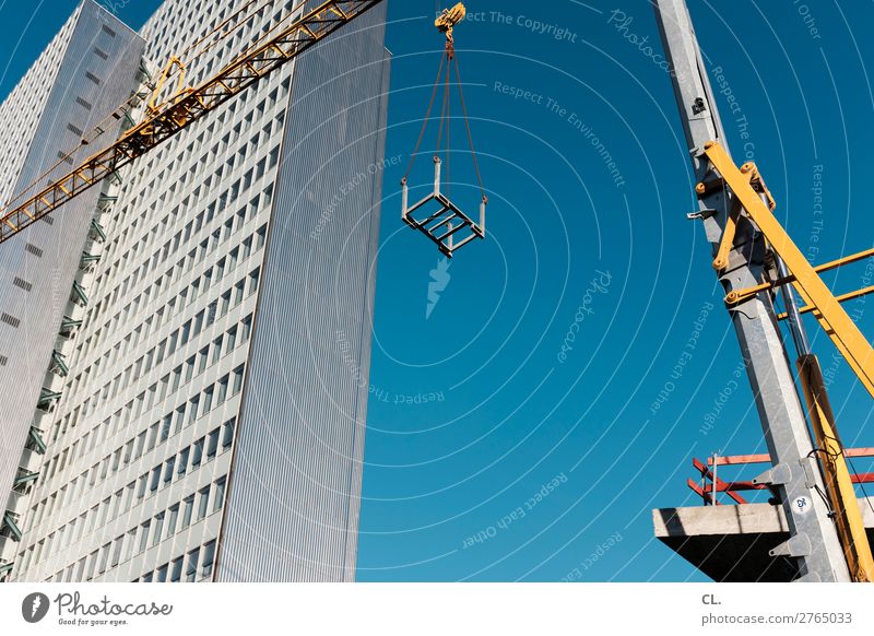 show site construction site Work and employment Profession Workplace Construction site Economy Industry SME Company Cloudless sky Beautiful weather Duesseldorf
