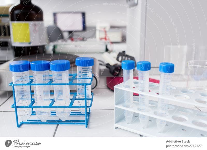 Tubes in holders in lab Laboratory Equipment Research Science & Research Chemistry Examinations and Tests scientific Medication Technology experiment chemical