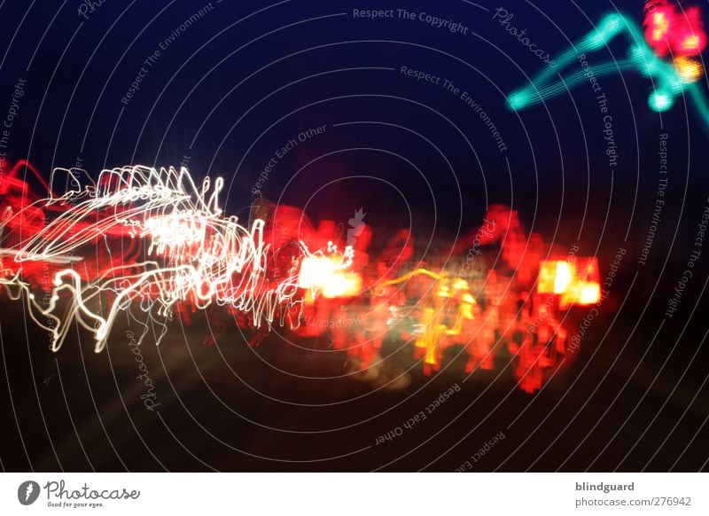 Back To The Light Night life Road traffic Traffic light Driving Crazy Speed Multicoloured Yellow Green Red Black White Chaos Mobility Colour photo Experimental