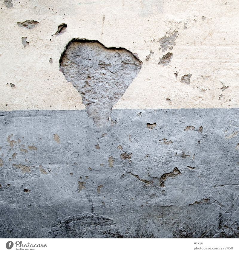 with time the heart grows and becomes love Deserted Wall (barrier) Wall (building) Facade Rendered facade Stone Concrete Heart Old Broken Love Decline