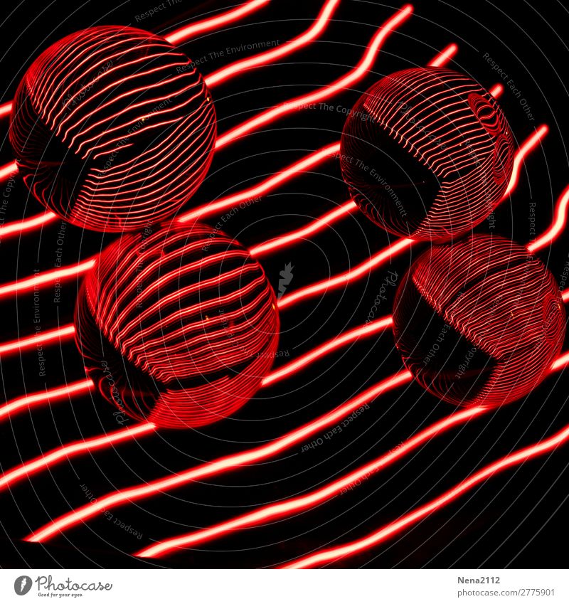 Red reflections I Art Round Sphere Glass ball Line Light painting Colour photo Interior shot Studio shot Close-up Detail Experimental Abstract Pattern