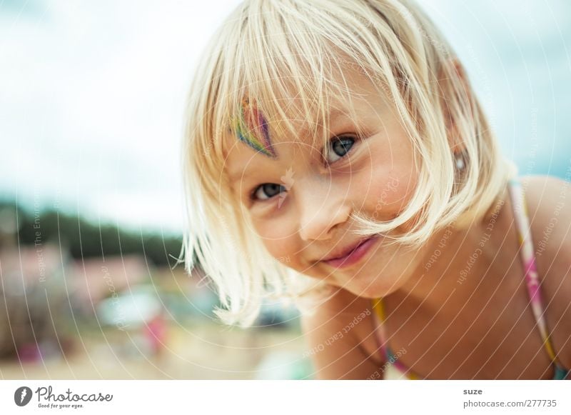 photo mouse Hair and hairstyles Face Summer Summer vacation Child Human being Toddler Girl Infancy Head 3 - 8 years Bikini Blonde Smiling Stand Friendliness