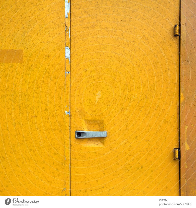 entrance Wall (barrier) Wall (building) Door Transport Vehicle Truck Bus Metal Line Stripe Old Esthetic Authentic Simple Fresh Modern Positive Yellow Colour