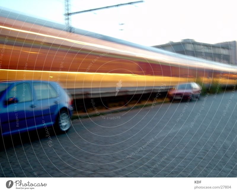 movement Long exposure Railroad Bremen Light Yellow Red Places Evening Car Germany Sky db KDF Train station