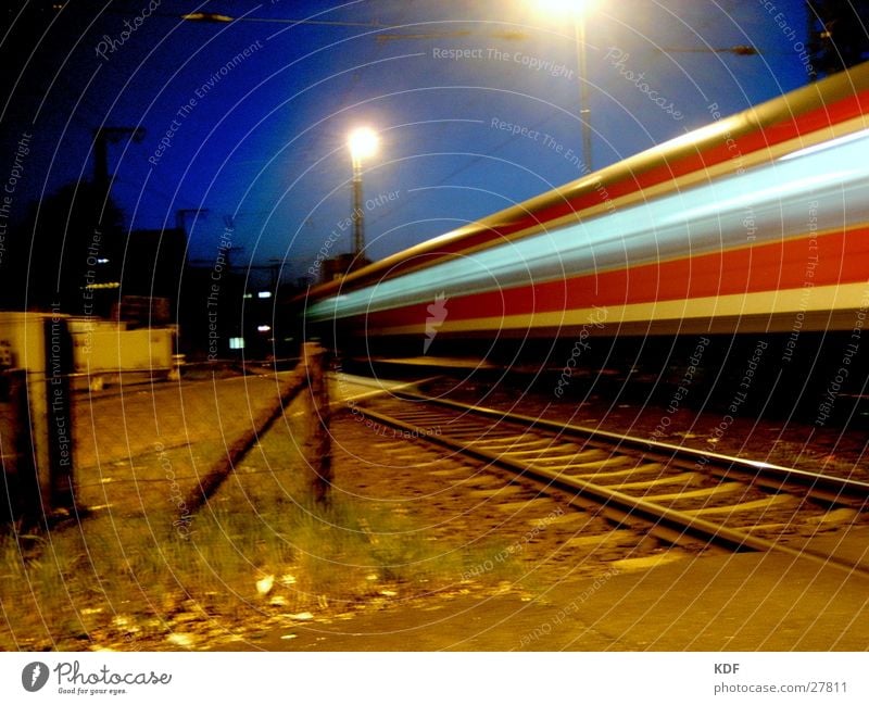 level crossing Night Long exposure Evening Railroad tracks Lamp Bremen Railroad crossing Bright Movement Train station Colour Speed Autumn Dusk db KDF Light