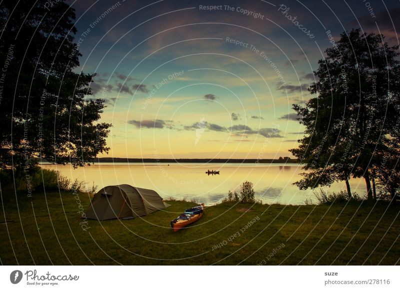 At the end of the day. Calm Leisure and hobbies Vacation & Travel Trip Adventure Camping Summer Summer vacation Aquatics Environment Nature Water Sky Clouds