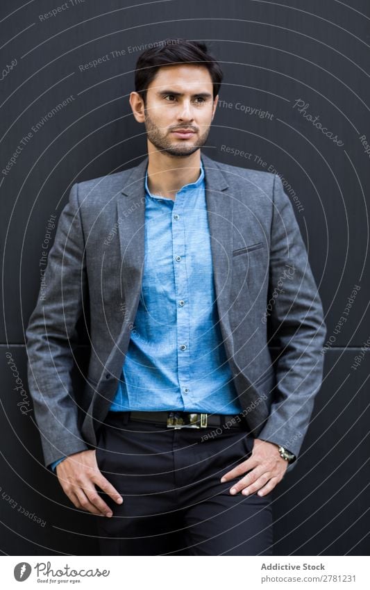 Elegant Young Businessman in the Street Man Fashion handsome Youth (Young adults) Looking Model Human being Background picture Suit Modern Executive