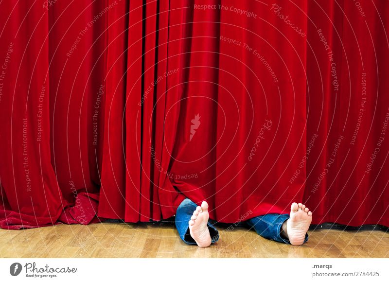 The murderer did it. Human being Adults Feet 1 Stage Actor Event Cinema Drape Lie Red Black Whimsical Death Stage play Velvet Corpse Murder Unconscious