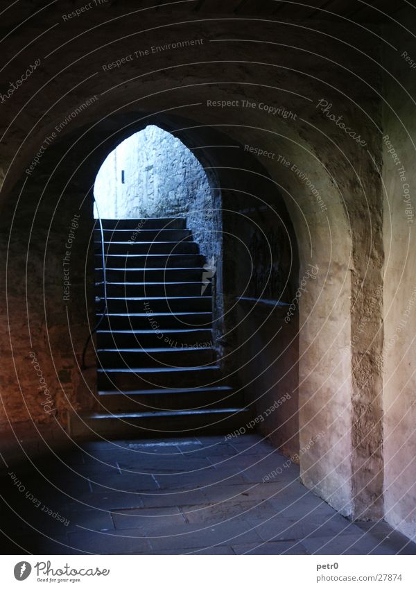 light direction Way out Light Catacomb Historic House of worship Stairs Arch Stone Arcade Old Religion and faith Monastery