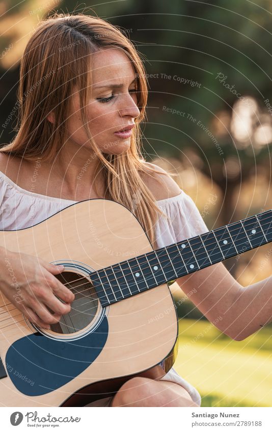 Attractive Girl Musician Plays On Golden Stock Photo 1442288927