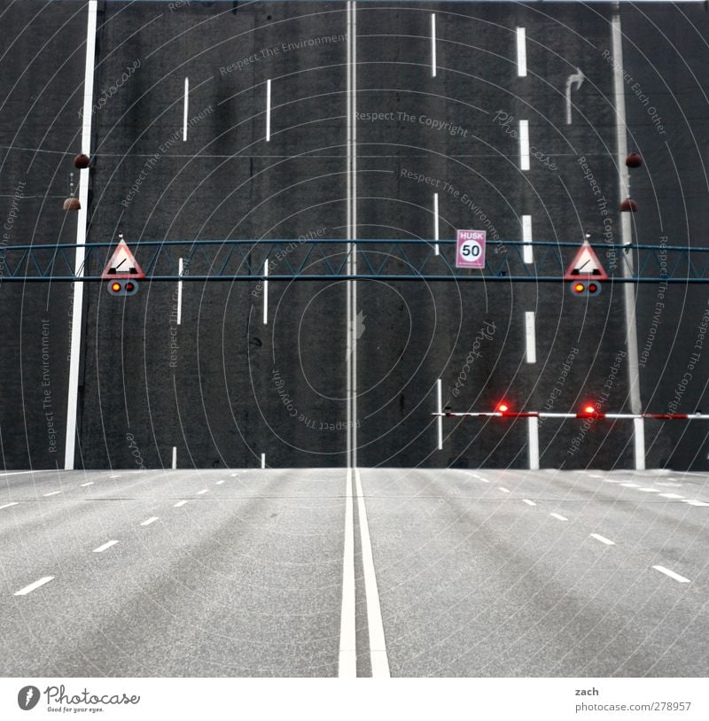 Ascension Copenhagen Denmark Town Deserted Bridge Transport Traffic infrastructure Motoring Road sign Drawbridge Concrete Sign Signs and labeling Signage