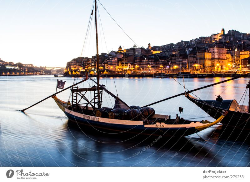 Port wine ship in the Douro in Porto in Portugal Vacation & Travel Tourism Trip City trip Cruise Summer Port City Downtown Deserted Harbour Tourist Attraction