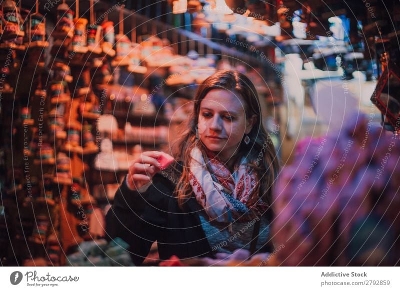 Woman on Eastern market Markets Bazaar Youth (Young adults) Souvenir Shopping Looking away Beautiful Tourism Vacation & Travel Trip Tradition Storage