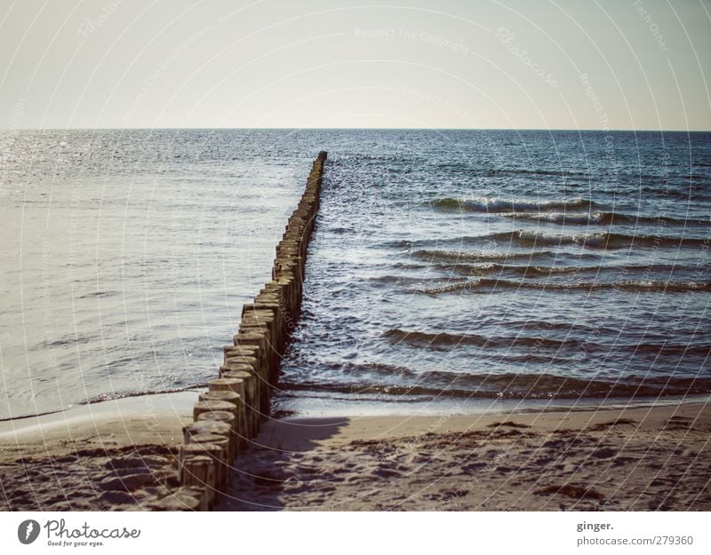 Hiddensee | At the stage Environment Nature Landscape Earth Water Sky Horizon Waves Coast Beach Baltic Sea Ocean Moody Loneliness Break water Long Slate blue
