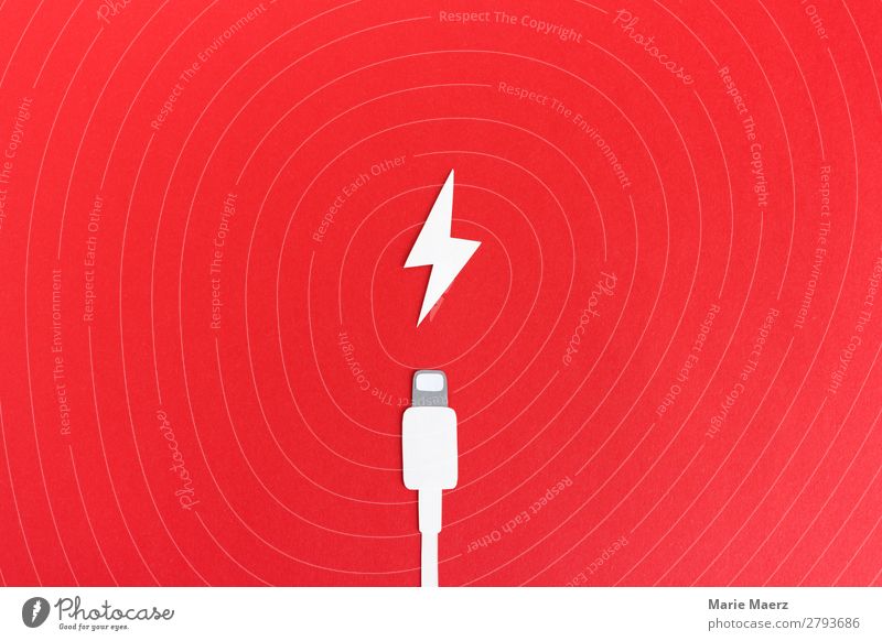 Charging the battery - Charging cable with flash Technology Make Red Power Exhaustion Energy Speed Love Stress Addiction Date Battery Empty Load charger cable