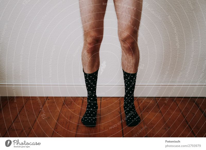 socked Human being Masculine Young man Youth (Young adults) Legs 1 18 - 30 years Adults Stockings Stand Carrying Naked Retro Fashion Spotted Colour photo
