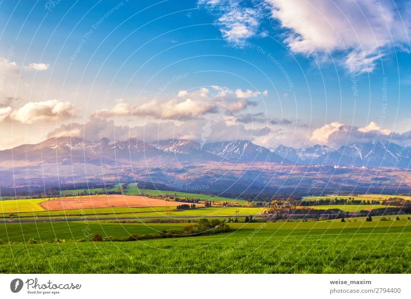 Panorama of Slovakia Tatras mountains in spring Calm Vacation & Travel Tourism Trip Adventure Far-off places Freedom Summer Mountain Nature Landscape Air Sky