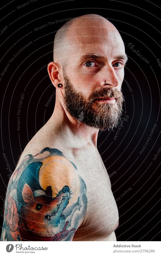 Portrait Tattooed Man Beard Hairstyle Posing Stock Photo 1363445750   Shutterstock