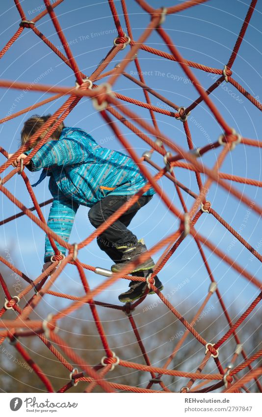 Child climbing on a playground Infancy Playground Boy (child) Movement naturally Climbing Responsibility Curiosity Success Happy Tall Human being Playing