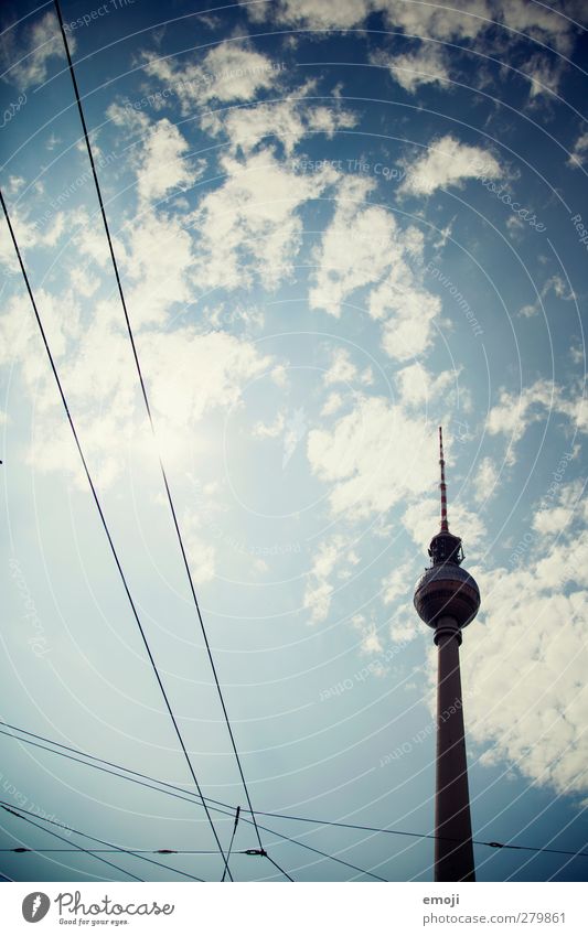 [b]loved Sky Sky only Beautiful weather Town Capital city Transport Traffic infrastructure Exceptional Blue Berlin TV Tower Tourist Attraction Colour photo