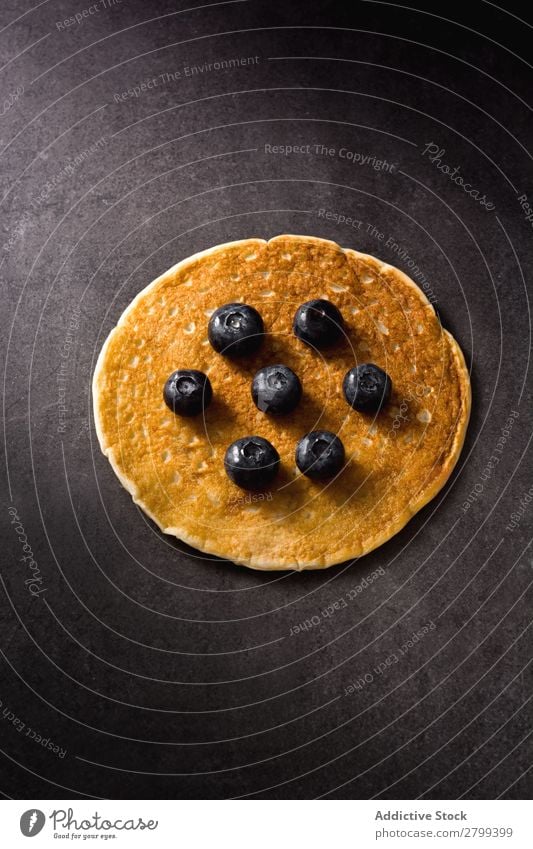 Fresh pancake with blueberries Pancake Blueberry Tabletop Kitchen Breakfast Food Morning Dessert appetizing Sweet Healthy Tasty Delicious yummy delectable