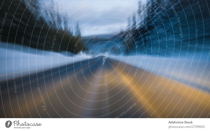 Road leading to wonderful mountains in snow Street Mountain Winter Picturesque Canada Landscape Lanes & trails Snow Tree Vantage point Wonderful Frost way