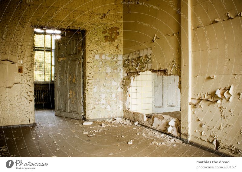 BEAUTIFUL ROOM WITH BREAKTHROUGH Deserted Industrial plant Factory Ruin Building Architecture Wall (barrier) Wall (building) Window Door Old Esthetic